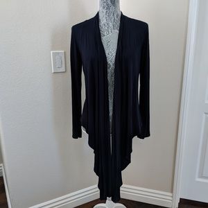 Joan Vass Draped Open-Front Jersey Cardigan